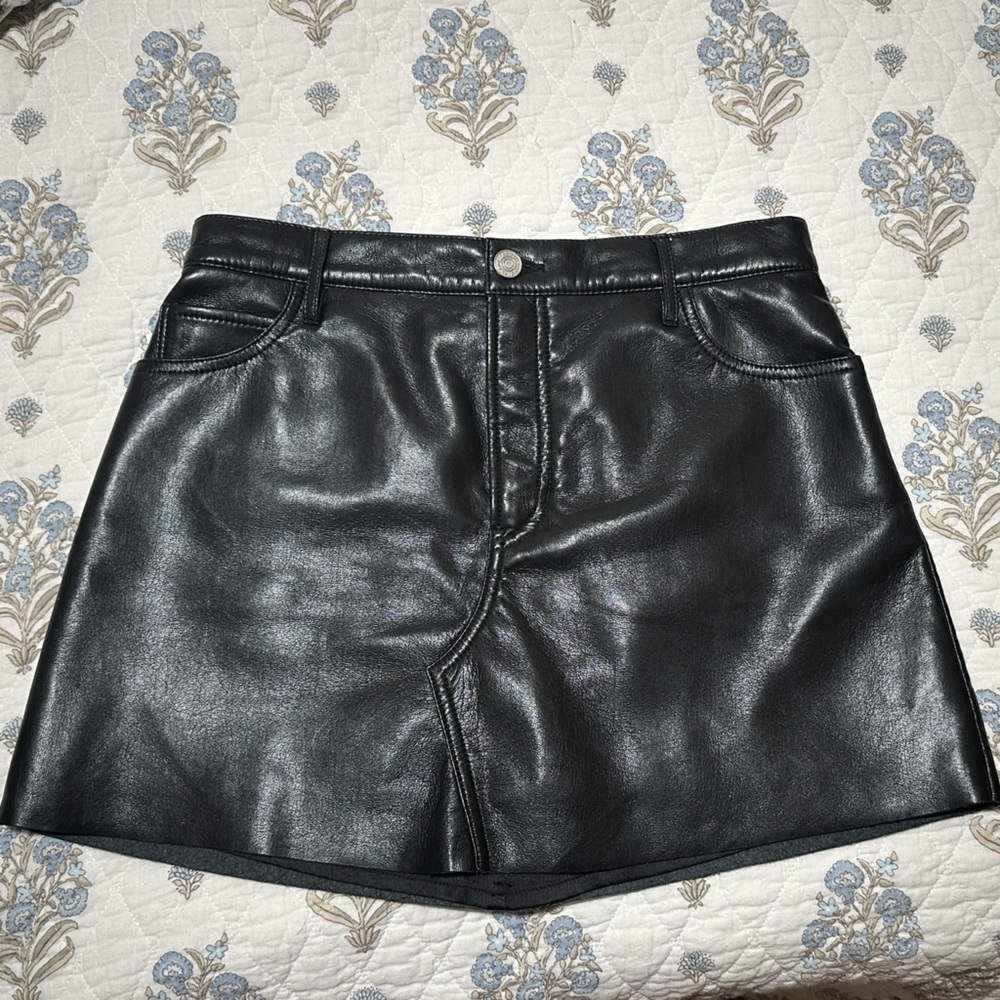 Frame Black Mini Leather Skirt 29